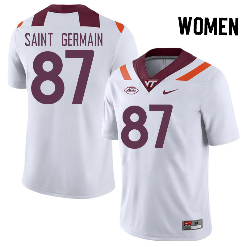 Women #87 Harrison Saint Germain Virginia Tech Hokies College Football Jerseys Stitched Sale-White